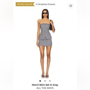 ALL THE WAYS Gray Strapless Skirt Set